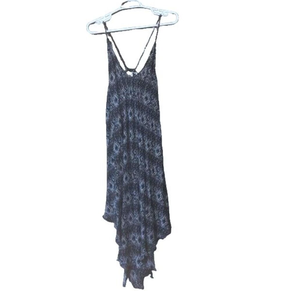 PPLA Clothing Women's T-Strap Asymetrical Slip Dress with Fringed Hem Size Small